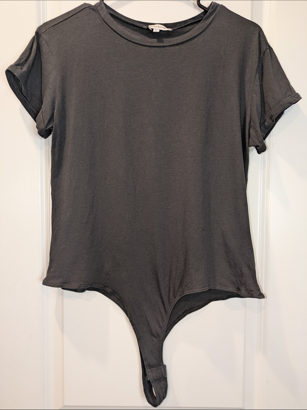 Olivaceous Black Cotton Crew Neck Short Sleeve Bodysuit Size Large